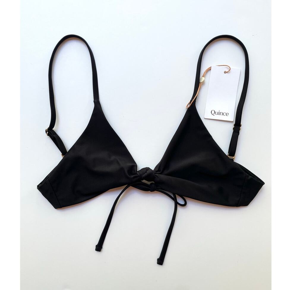 Quince Italian Knotted Bikini Swim Top Black Size Large NEW